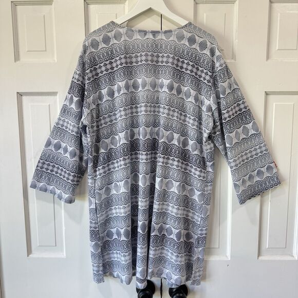 Portocruz Tunic Cover Up Swim Womens Size 2X Gray White Lace Up Semi Sheer - Picture 3 of 14